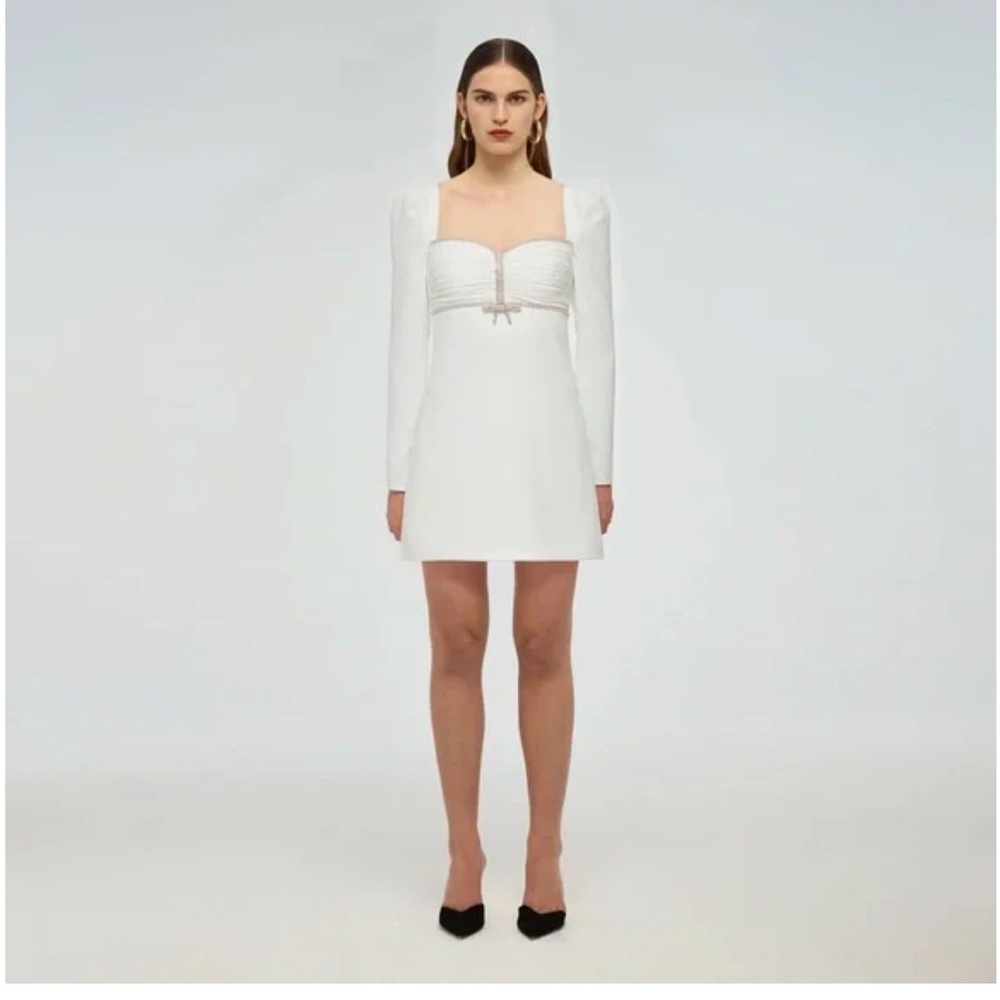 Self-Portrait BNWT White Crepe Mini Dress Size 6